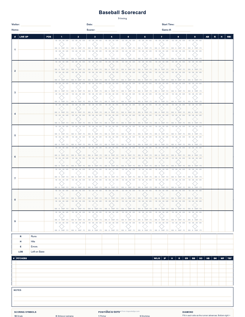 9-Inning baseball scorecard preview
