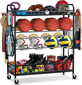 General sports equipment organizer with large capacity storage for youth baseball and softball team gear and equipment bags