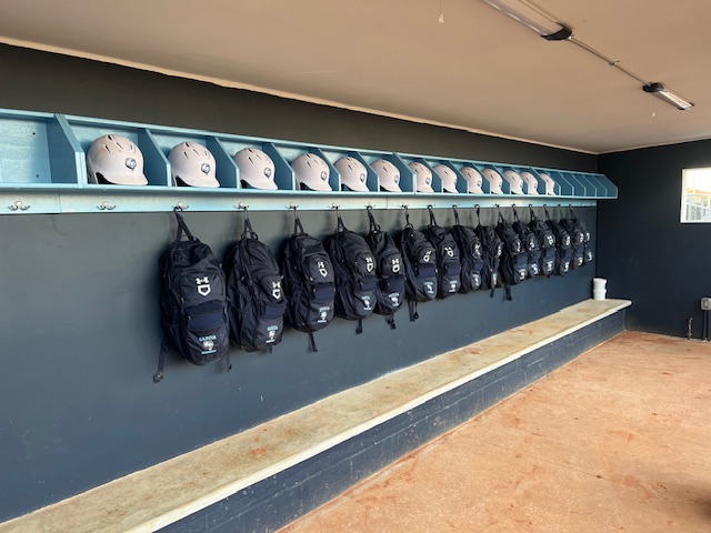 Bench Coach R12x premium portable dugout organizer with 12 individual player compartments and name cards for travel baseball
