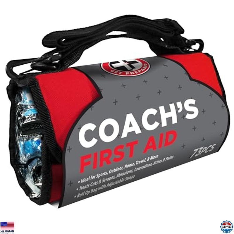Be Smart Get Prepared 73 piece Coach's First Aid Kit in roll-up bag for youth baseball and softball