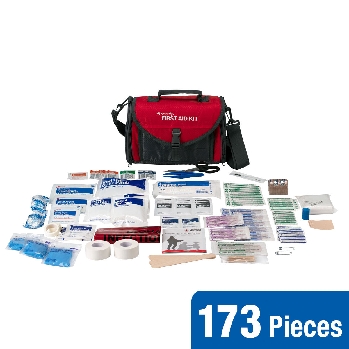 First Aid Only Coach and Team First Aid Kit 173 piece soft-sided bag with shoulder strap for youth sports coaches