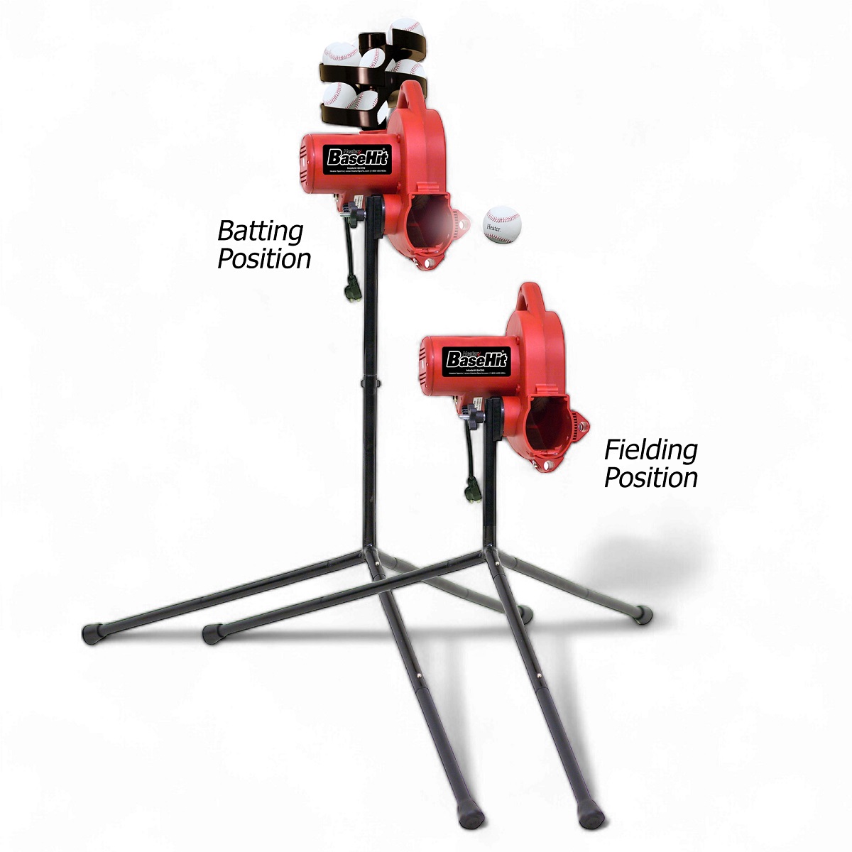 Heater Sports BaseHit real baseball pitching machine with automatic feeder for youth batting practice