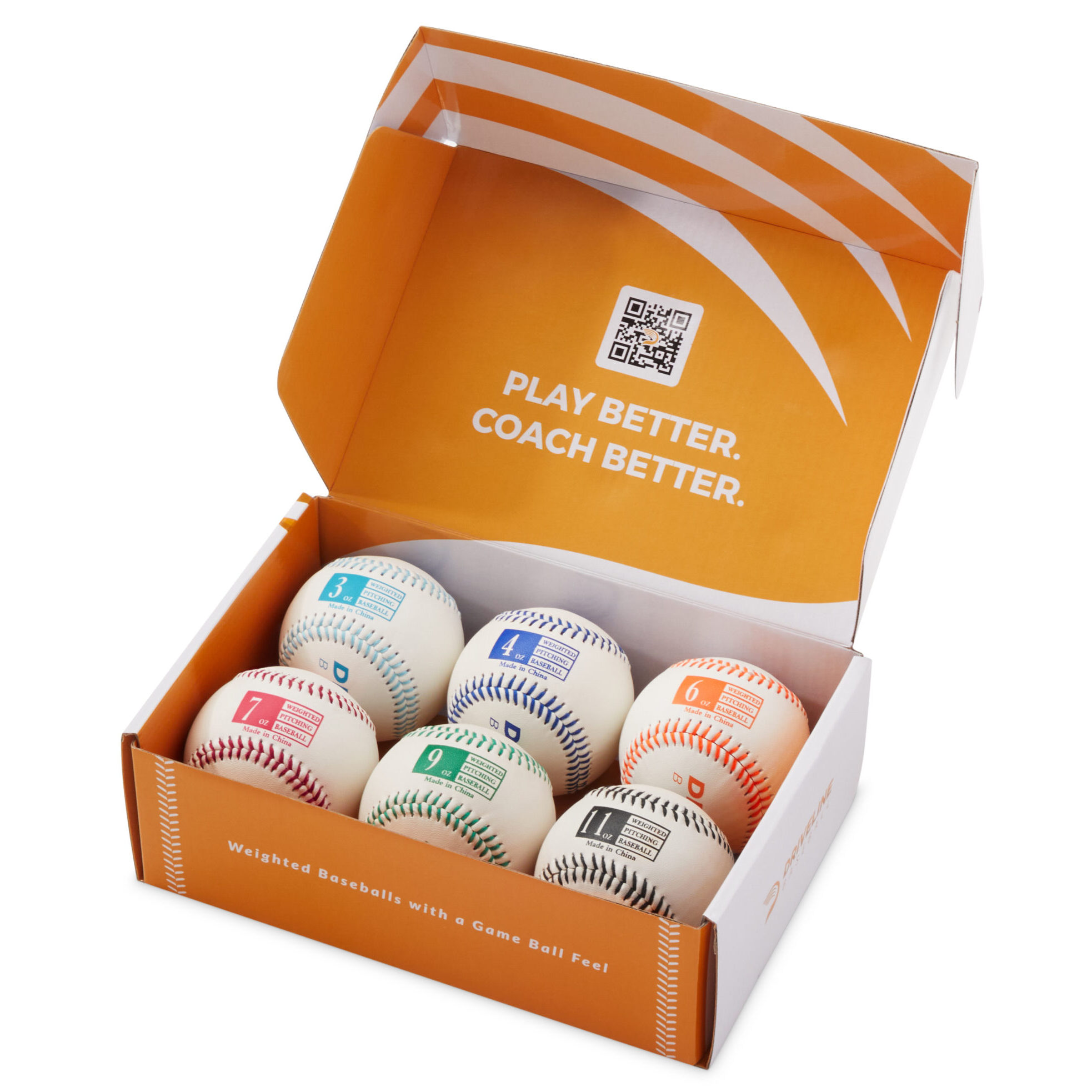 Driveline Leather Weighted Baseballs set of 6 for pitching velocity and mechanics training